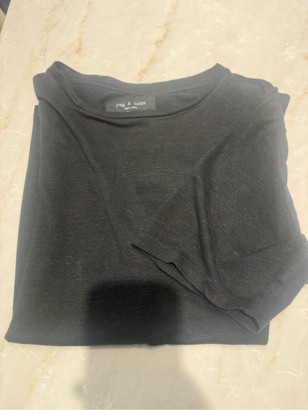 rag & bone Men's Black linen Crewneck Pullover